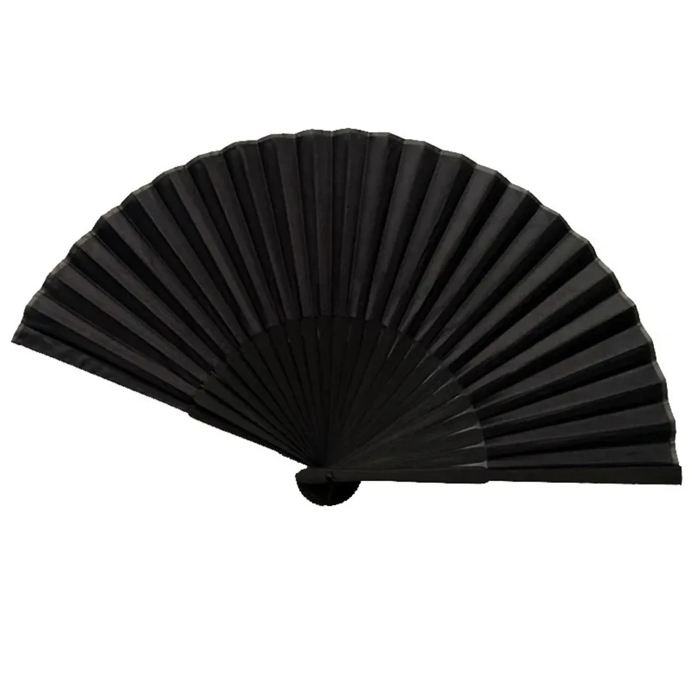 Chinese Style Black Vintage Handheld Folding Fan With Carry Pouch Dance Wedding Party Favor Summer Cooling Home Decor