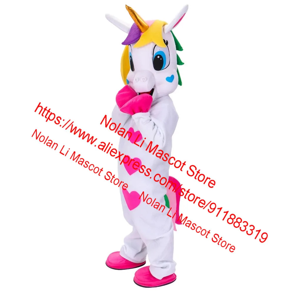 Unicorn And Golden Horn Pegasus Rainbow Pony Mascot Costume Adult Cosplay Cartoon Anime Stage Performance 1033