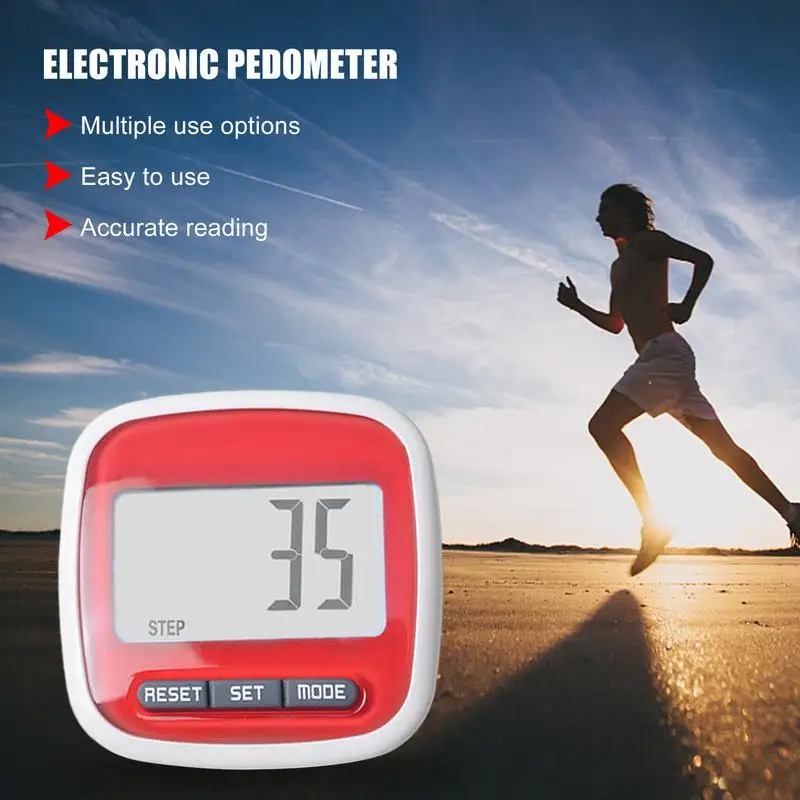 Digital Walking Pedometer Built-in Clip Electronic Running Distance Monitor LCD Display Multi-Function for Men Women