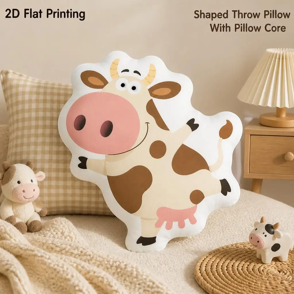 Cute Cow Farm Animal Lovers Gift Plush Pillow Cushion Irregular Stuffed Throw Pillow Home Decor Gift Sofa Bed Home