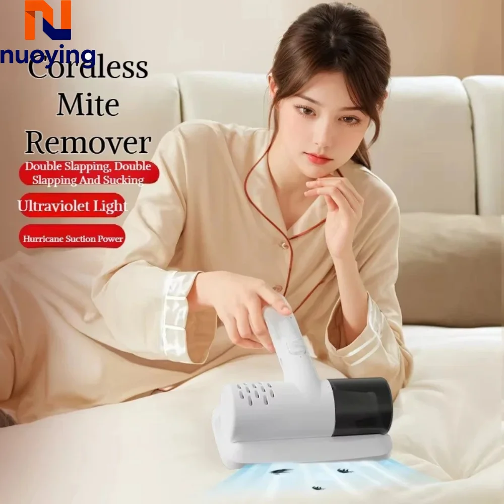 Powerful Suction Wireless Handheld Vacuum Cleaner, USB Rechargeable Portable Mite Remover for Bed, Sofa, Car