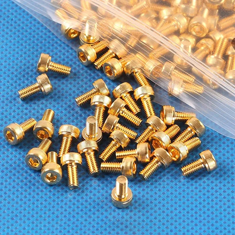 Beicai 10pcs M2 M2.5 M3 M4 M5 Grade 12.9 High-strength Titanium-plated Hex Socket Screws, Knurled Screws, Titanium-plated Bolts