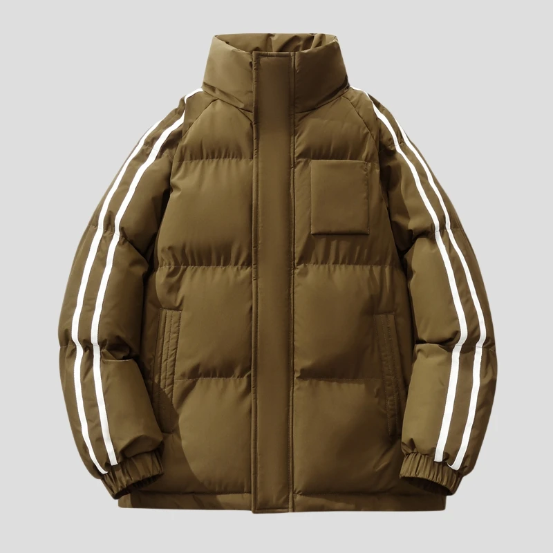 

Новая хлопковая куртка-пальто из утепленного хлопка в полоску, повседневная, свободного кроя, для пар, теплая, для отдыха, с воротником-стойкой