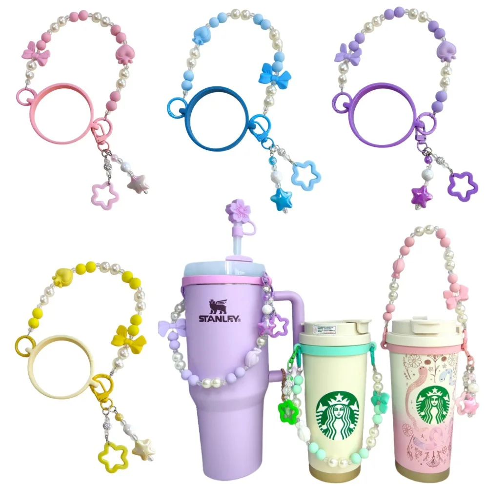 Straw Cap Case Charm Chain Pendant Lot Accessories Initial Keychain Handle For Stanley Cup Bottle Tumbler For Women