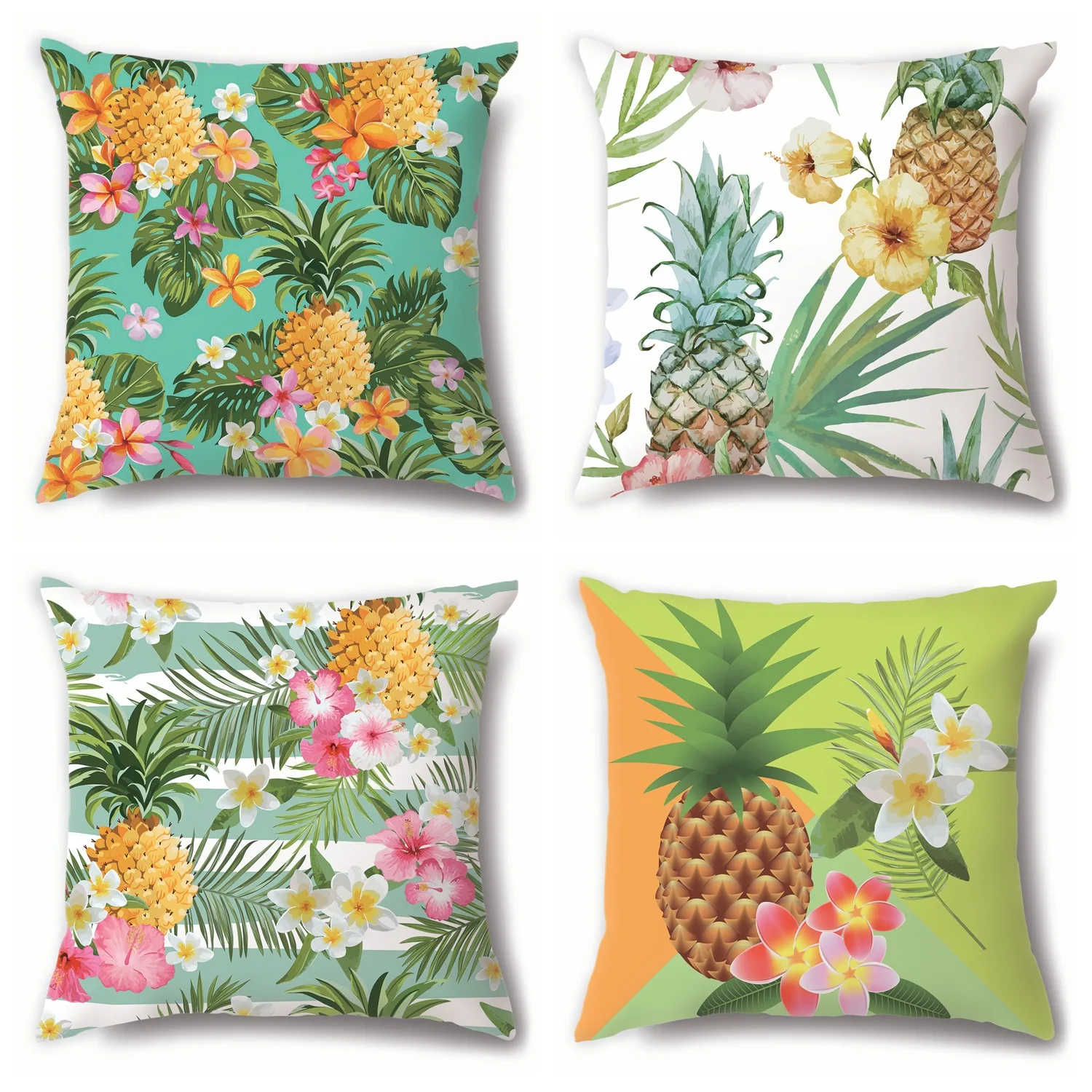 

Hawaii Summer Flower Pillowcase Pineapple Flower Pillow Case Girl Room Garden Chair Sofa Bedroom Double Bed Cushions Cover 45X45