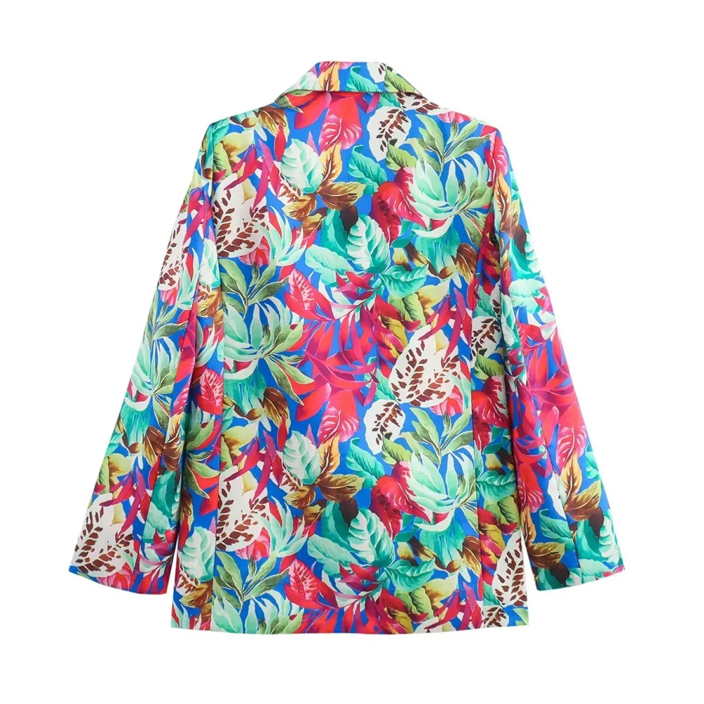 Pop 2025 Autumn New European And American Style Fashionable Niche Temperament Tropical Printed Suit Jacket