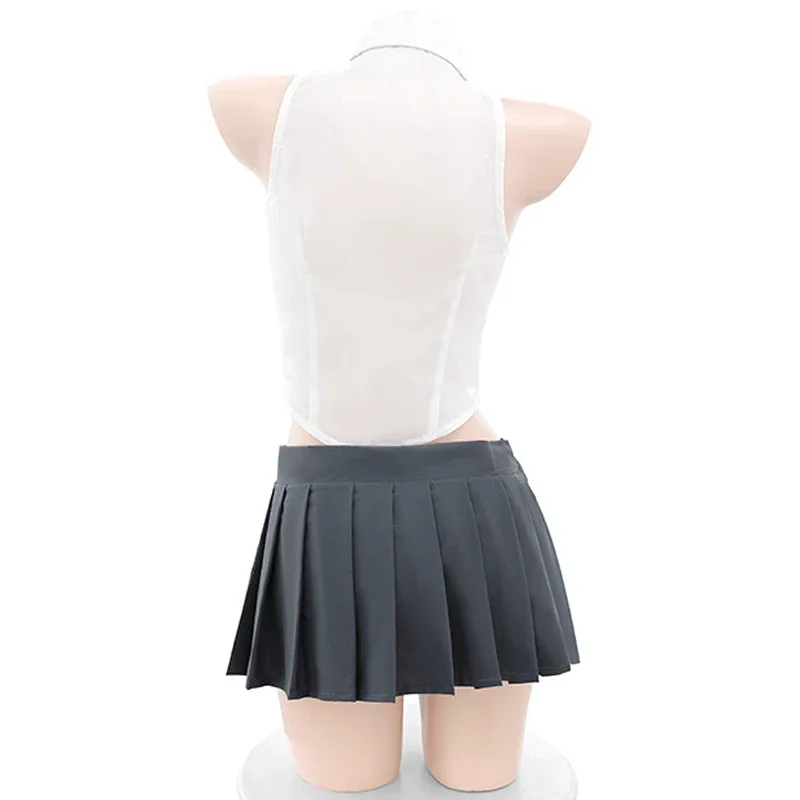 Anime Student Uniform Pleated Skirt Clothes Cosplay Women School Cheerleading Team Outfits Set Costume Fashion Sexy Dress Set