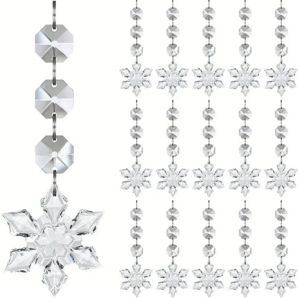 5 stks Simuleren Ijsje Acryl Sneeuwvlok Hanger Kristal Diamant Transparant Kristal Hangende String Feestelijke Sfeer