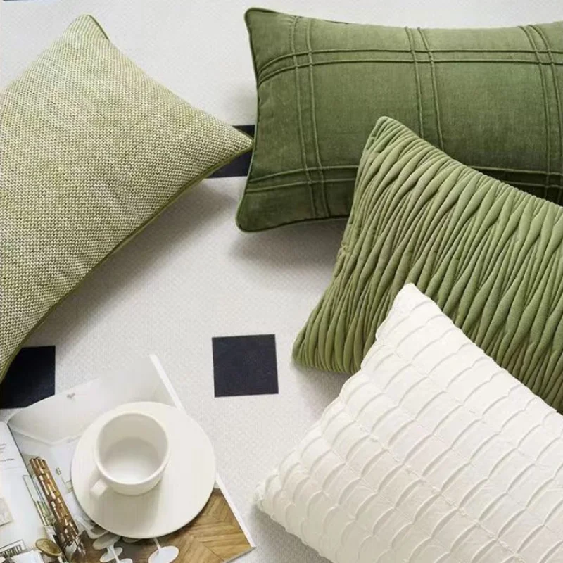 High End Green Pillow Cover Decorative Modern Light Luxury Geometric Texture Pillow Cases Home Living Room Sofa Cushion Covers