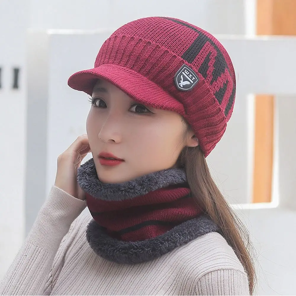 2 قطعة/المجموعة في الهواء الطلق سميكة يندبروف قبعة وشاح الشتاء الدافئة قبعة قبعة لينة الصوف الرقبة حماية قبعة للرجال والنساء