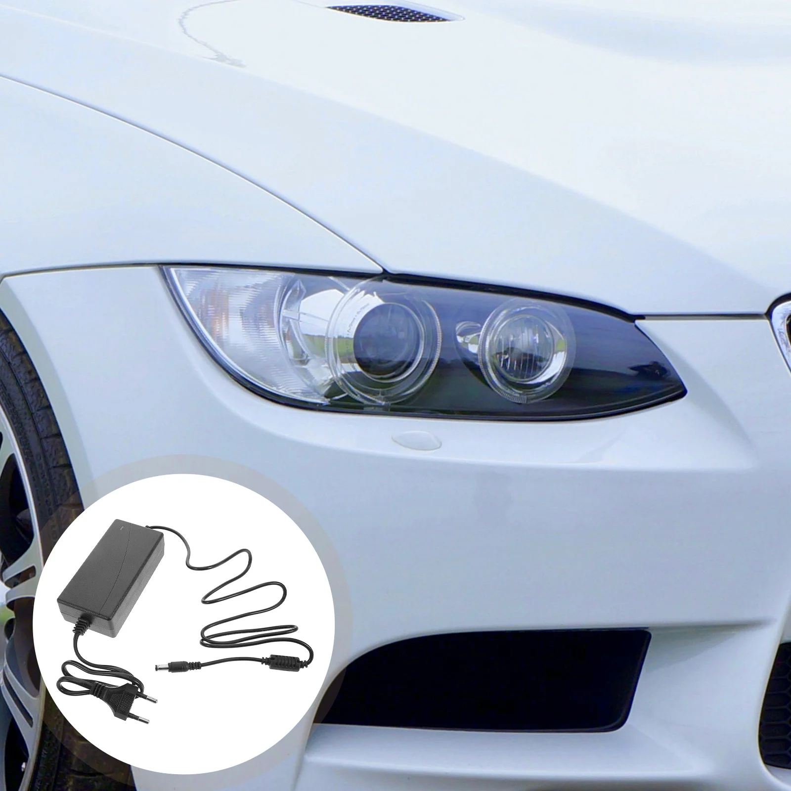 

Car Headlight Restoration Power Adapter Sturdy Plastic Material Automotive Headlight Repair Lens Restorer Eu Plug