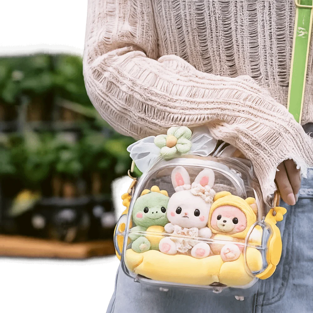 

Cute Labubu Doll Dolls Display Bag Waterproof Multifunctional Itabag Shoulder Bag Clear Windows Kawaii Transparent Itabag Women