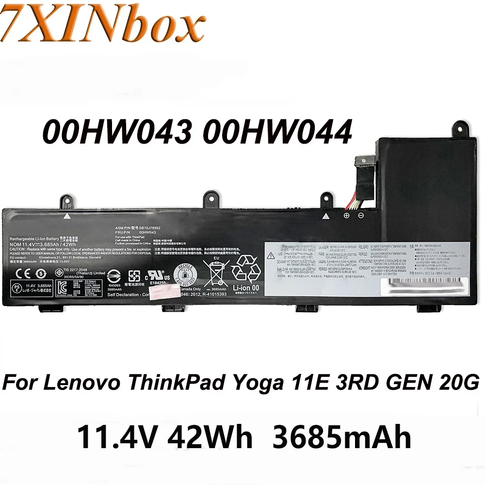 7XINbox 00HW043 00HW044 11.4V 42Wh Laptop Battery For Lenovo ThinkPad Yoga 11E 20GA 20GC 20GE 20GD 20LQ 20GF 11E 3rd Gen Series