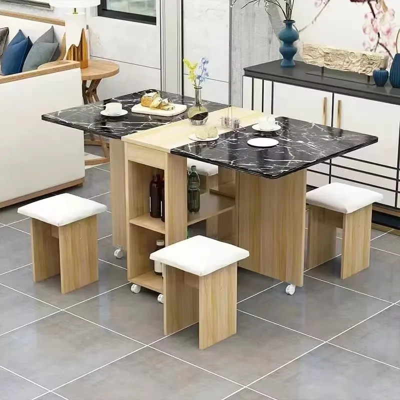 Folding Dining Table Set 4 Chairs  Nordic Luxury Dining Table Decorate Simple Mesas Y Sillas De Comedor Kitchen Customizable
