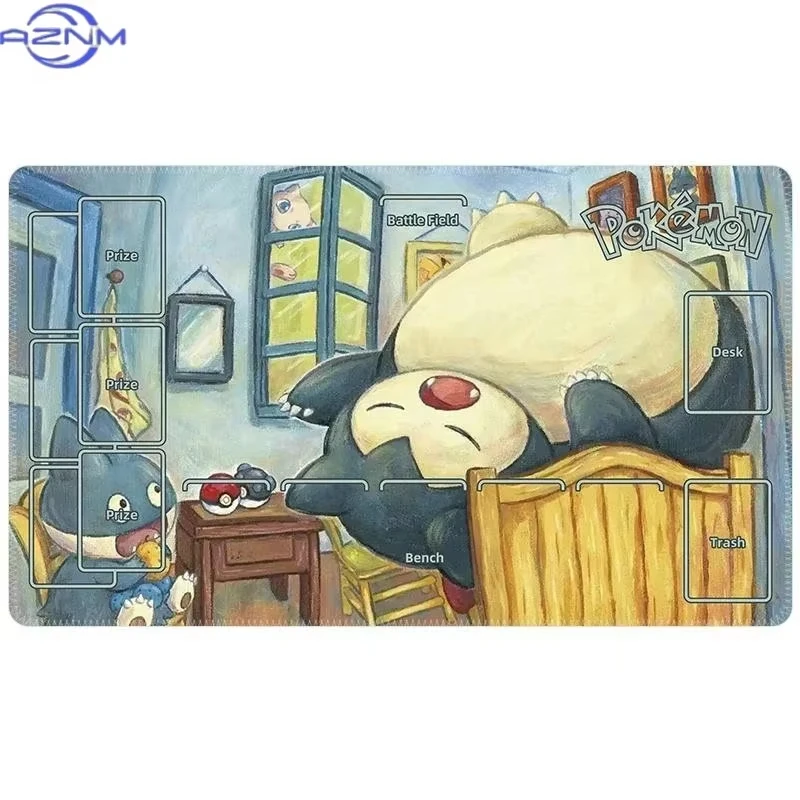 Pokemon TCG Playmat Van Gogh Style Pikachu Starry Night Art Game Mat Non Slip Rubber Trading Card Game Battle Pad