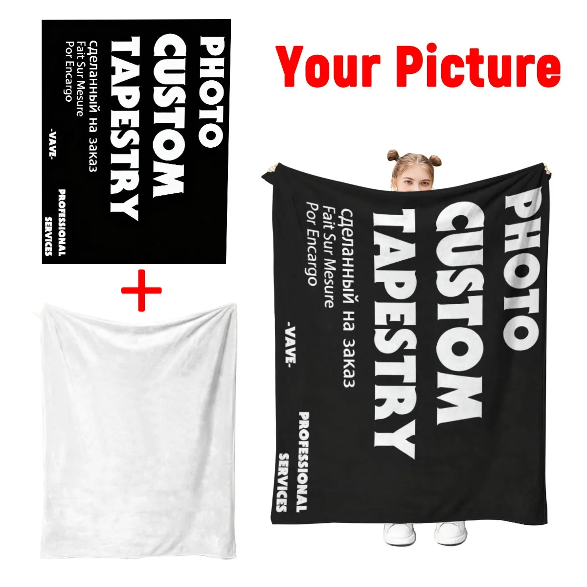 Custom Personalized Winter Thick Flannel Blanket Soft Warm Plush Fleece Photo Blanket with Your Picture Cozy Sherpa Throw for Co