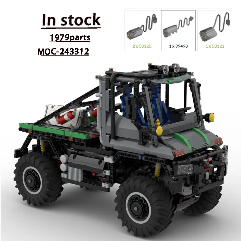 MOC-243312 Classic New 4x4 Flat-Nose Semi-Truck Building Block Model, 1979 Parts, MOC Boys Children’s Birthday Toy Gift