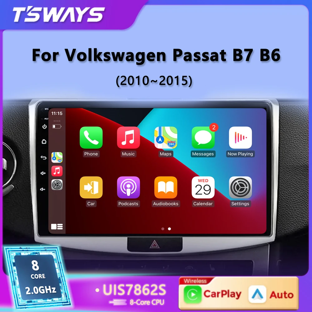 Tsways 5G Car Radio Multimedia Player For VW Volkswagen Passat B7 B6 CC 2010-2015 2 Din Android 11 Auto Carplay Autoradio gps