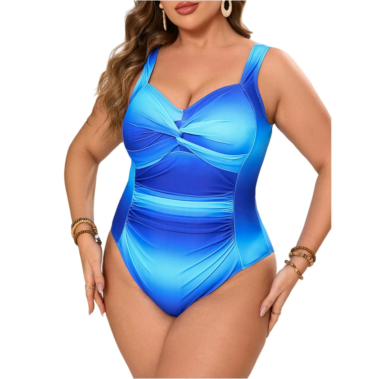 

Купальник-бикини One Piece Plus Size с высокой талией для женщин, пуш-ап, большие размеры, летний, с эффектом утяжки живота, комплекты бикини больших размеров