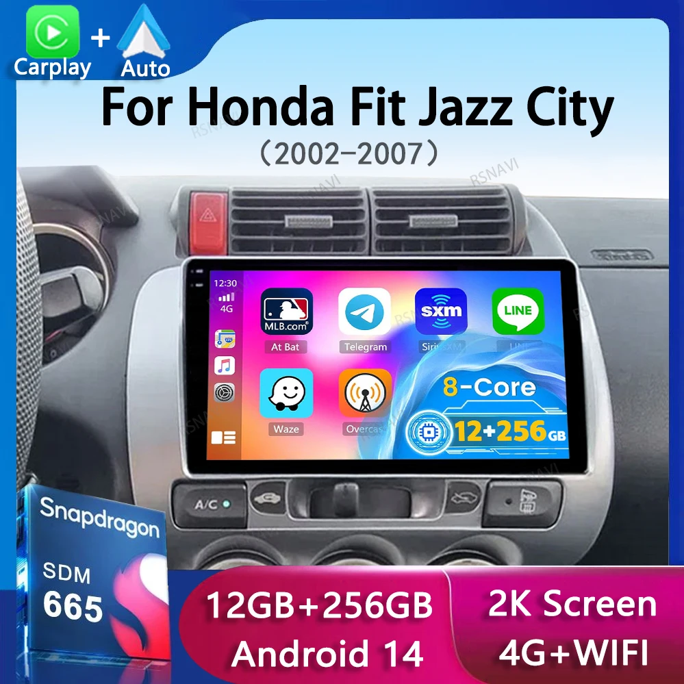 

Автомобильный радиоприемник Android 14, для Honda Fit Jazz City 2002, 2003, 2004, 2005, 2006, 2007, GPS-навигация, мультимедийный видеоплеер, стерео 2din 4G