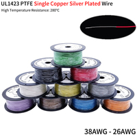 5M/30M PTFE Single Copper Wire 38/36/34/32/30/28/26 AWG Silver Plated 1 Core Micro Fine UL1423 High Temperature Electrical Cable