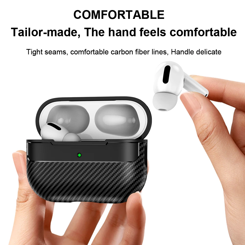 For Original Airpods Pro 2 Case Carbon Fiber Texture Soft Silicone Earphone Case Shockproof With Hook For Funda Air Pods 3 Cover