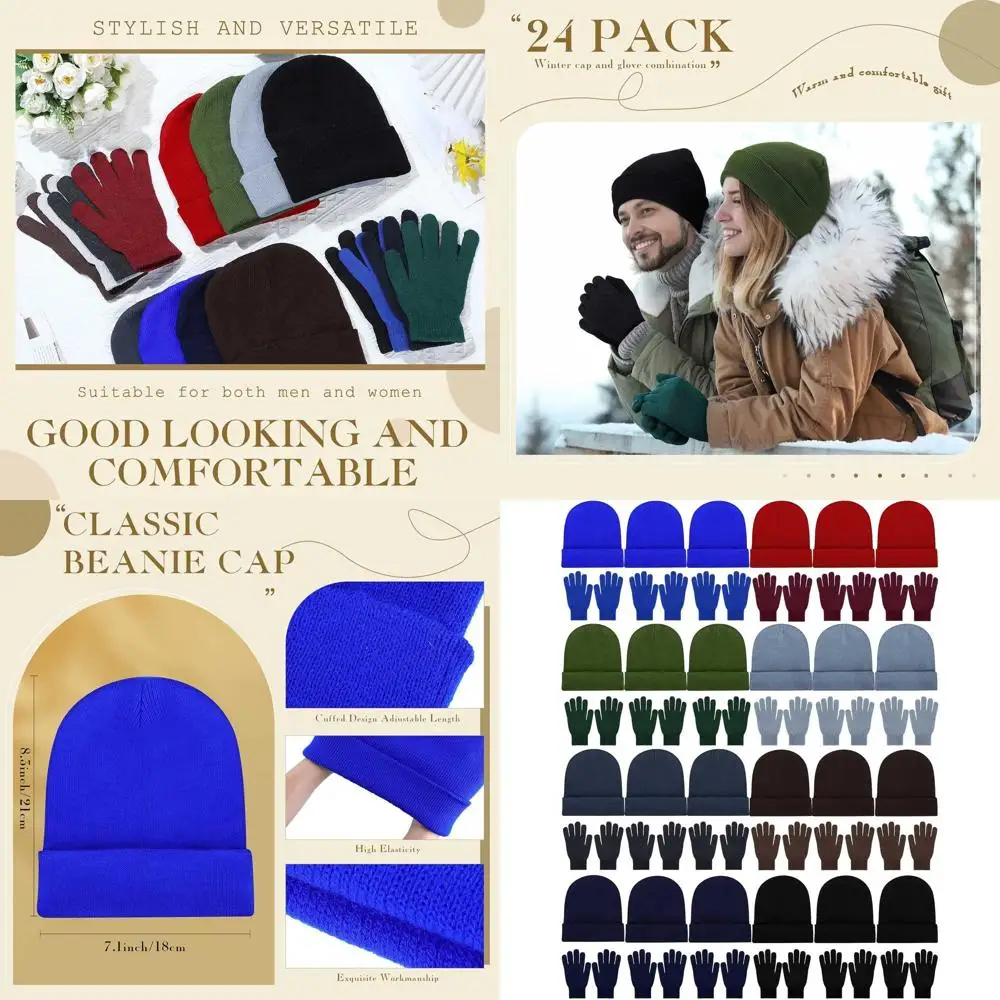 

Комплект зимних шапочек и перчаток из 48 предметов — объемные теплые шапки и перчатки для мужчин, женщин и унисекс — идеальный уютный подарок для бездомного в качестве