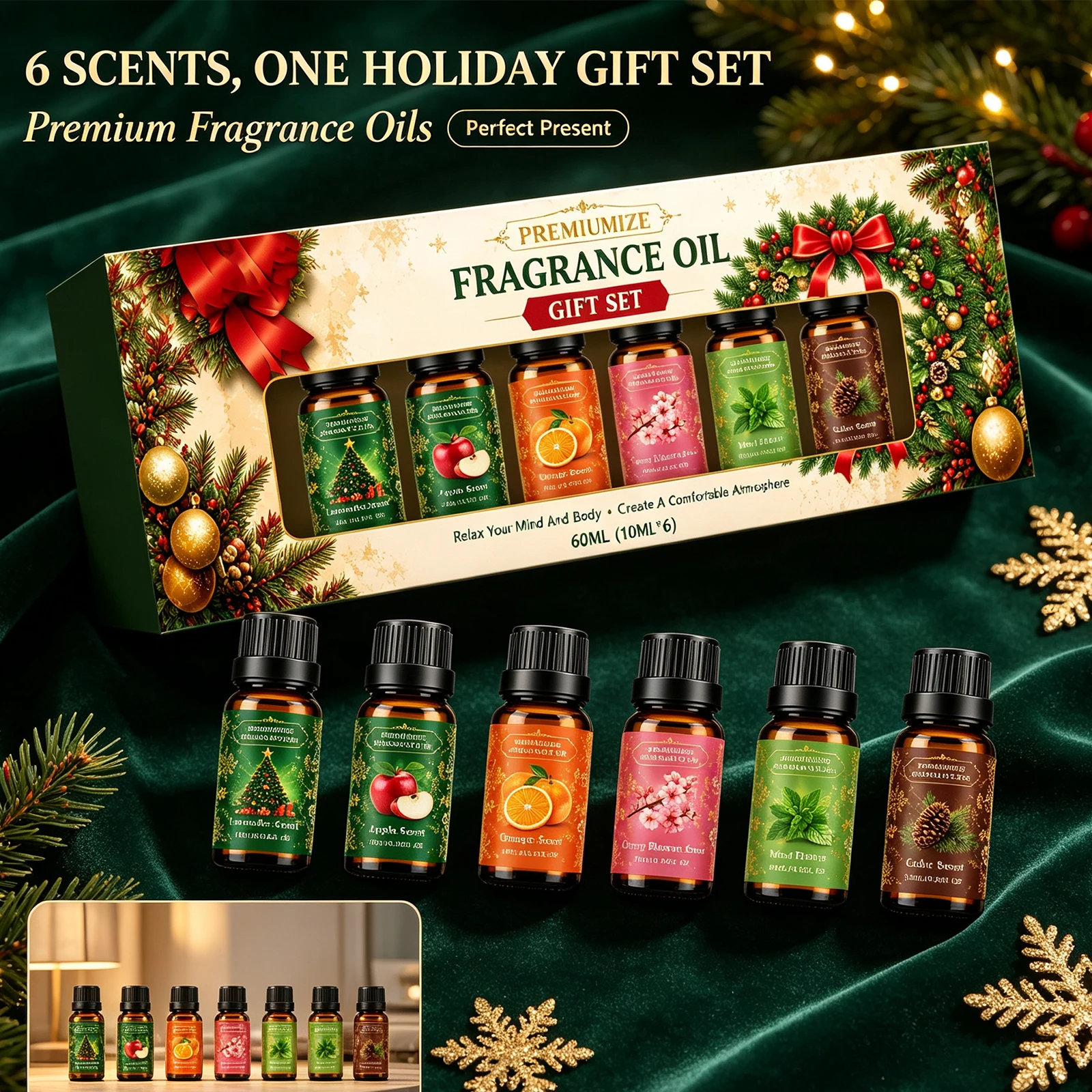 60ml Sandalwood Essential Oil for Candle Making Soap Making Diffusers Aromatherapy Long-Lasting Fragrance Oil Christmas Gift Set
