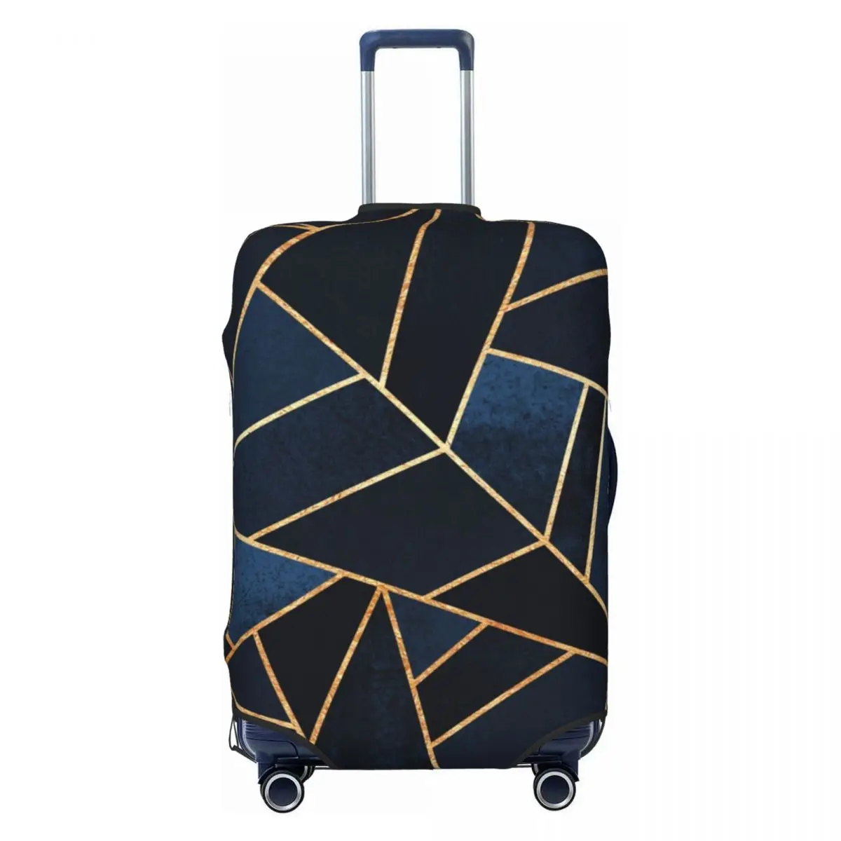 Geometric Lines Suitcase Cover Abstract Navy Stone Graphic Strectch Travel Protection Luggage Supplies Vacation