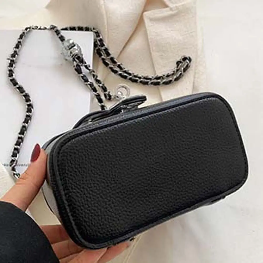Pebbled Texture Macaron Box Bag Zipper Closure Detachable Strap Square Vanity Purse Compact Size Vibrant Colors