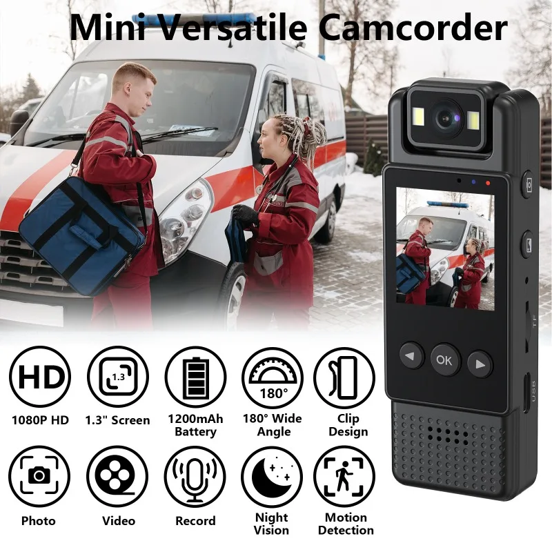 High definition outdoor sports camera 180 ° rotating camera video recorder portable conference sports record