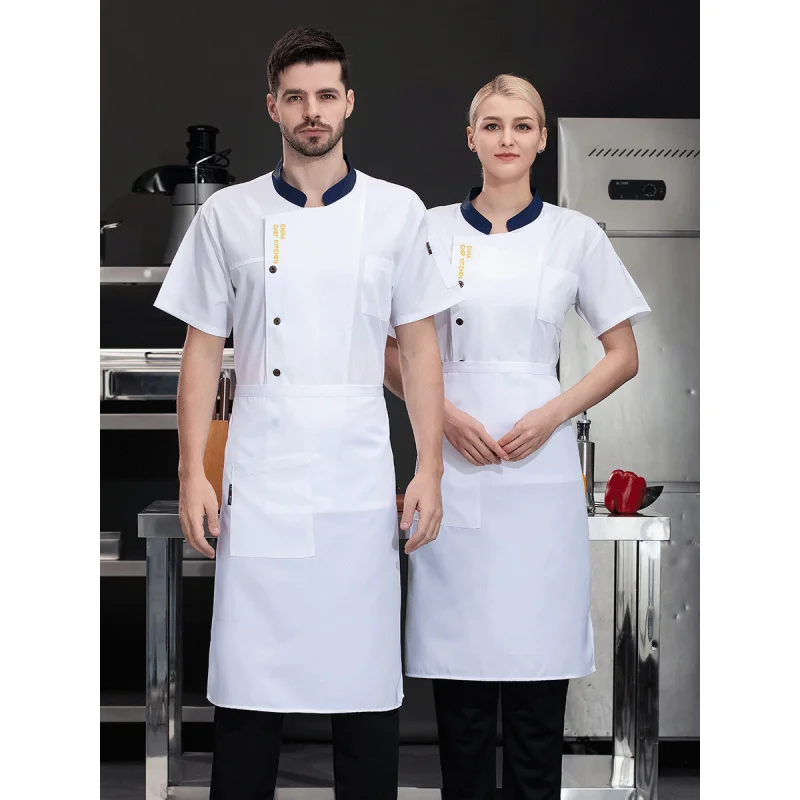 Mono de Chef de alta gama para hombre, ropa de trabajo de Chef de cocina y comedor de Hotel de manga corta, ropa de Chef de cocina para hornear, verano