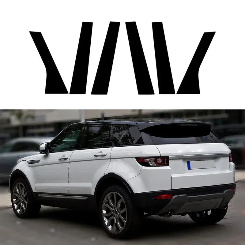 

For Range Rover Evoque L538 5-Door 2013-2018 6Pcs Car Door Window Pillar Posts Trim Cover Sticker Glossy Black Exterior Parts