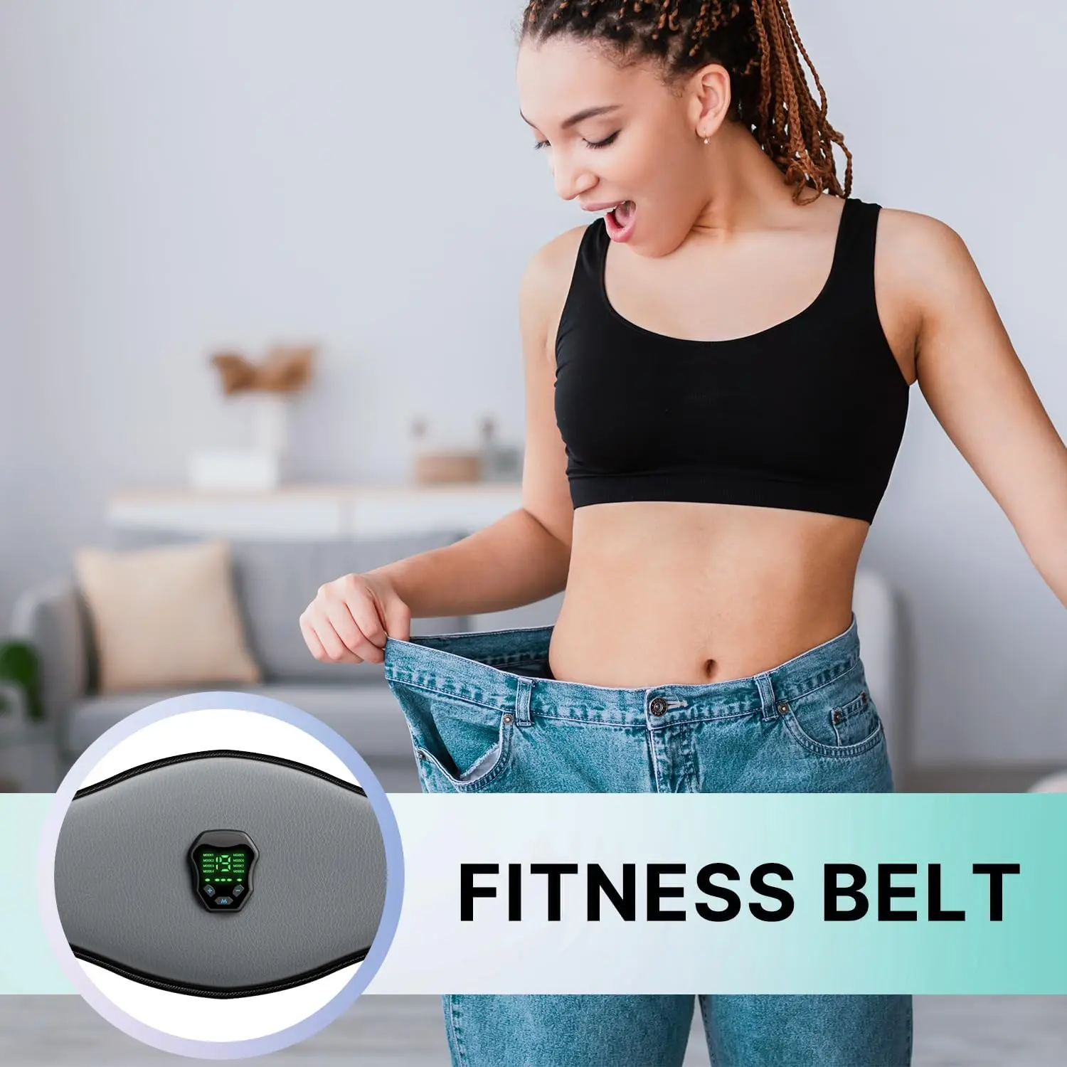FitnBelt، محفز العضلات بالطاقة للاستخدام المنزلي، لتكييف العضلات باللون الرمادي