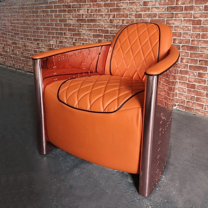 

Aluminum leather rivet metal sofa loft industrial style furniture hotel KTV bar studio small apartment sofa