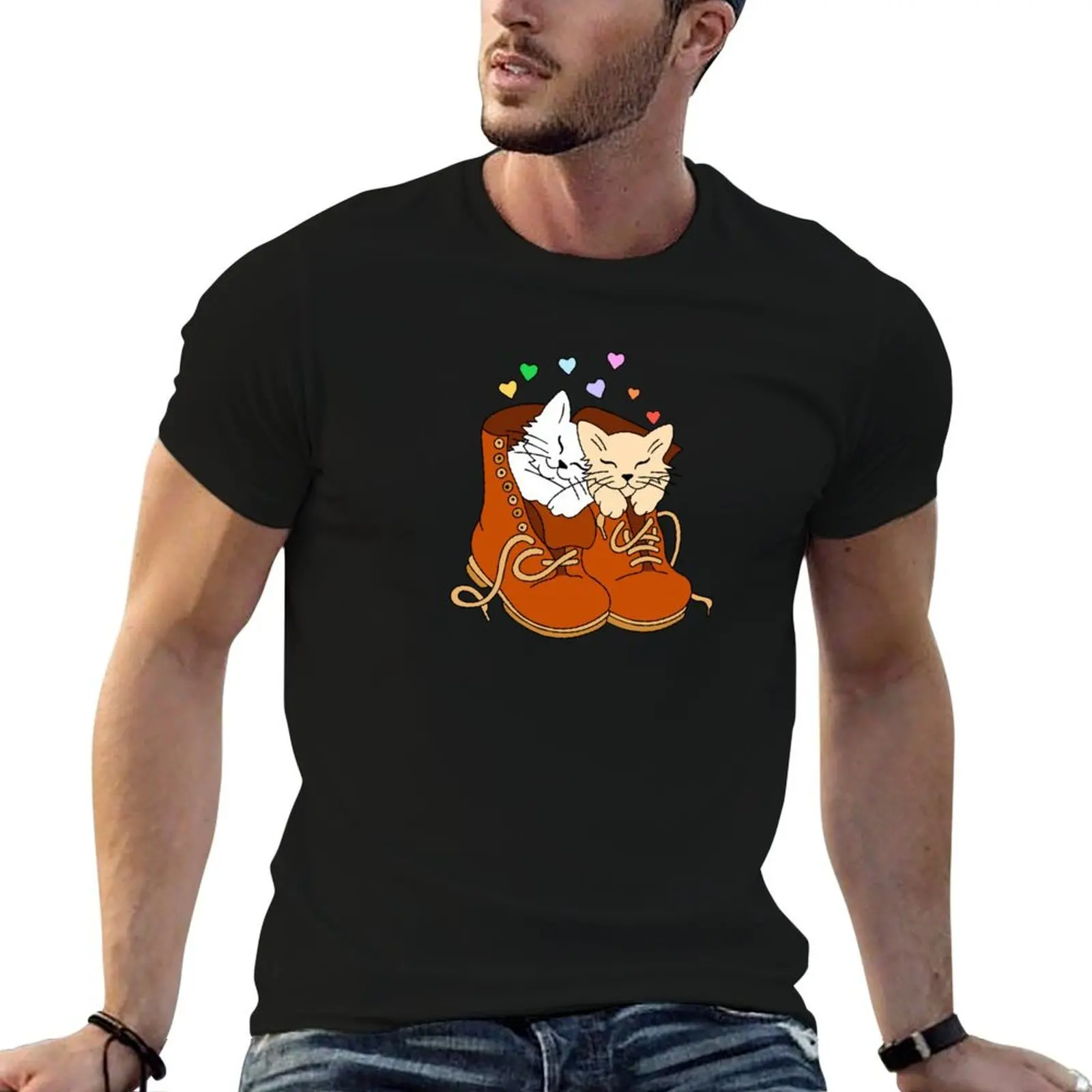 Two cats in boots T-Shirt anime stuff graphic t shirt vintage plain white t shirts men