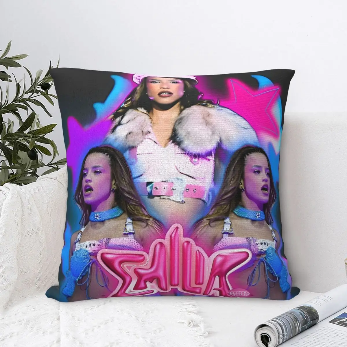 Singer Emilia Mernes Pillowcase Polyester Cushion Cover Decorative Emilia Mp3 Pillow Case Cover Bedroom Zippered 40*40cm