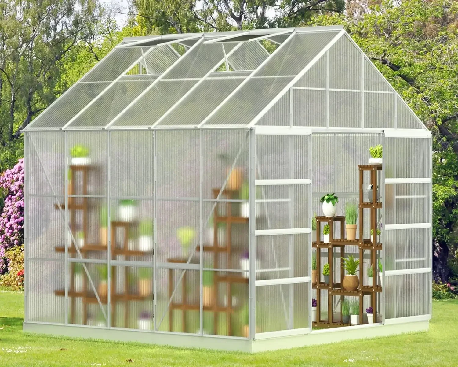 10/12/16' X 10' Outdoor Walk-in Hobby Greenhouse For Plants, Polycarbonate Aluminum Green House