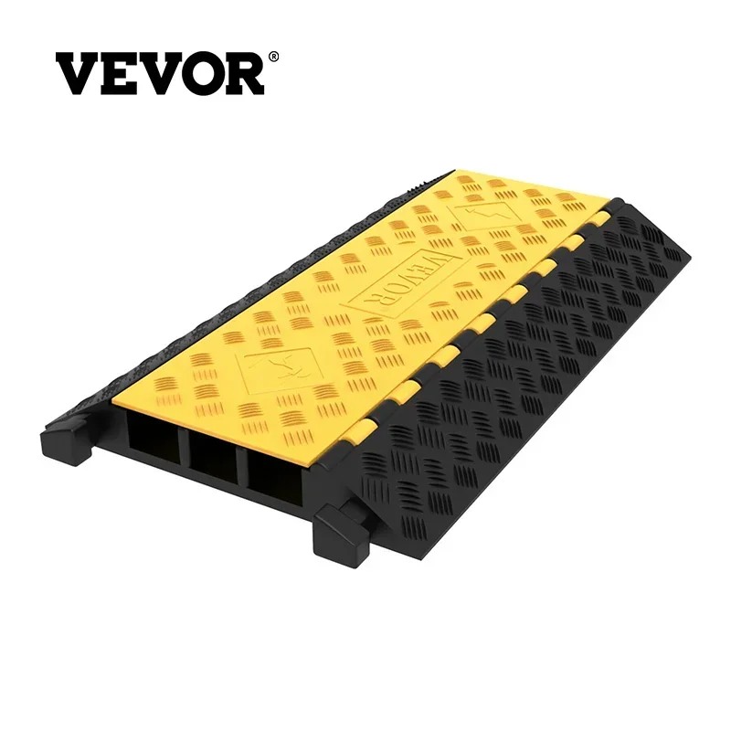 Vevor 1 Pak Van 3-kanaals Rubberen Kabelbeschermer Hellingen Heavy Duty 44000lbs Laadcapaciteit Kabel Draad Draad Cover Helling Ramp Hobbel