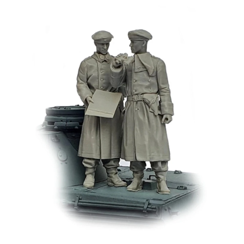 1/35 PANZER COMM. AND CREWMAN , Resin Model figure soldier, Military themes, Unassembled and unpainted kit