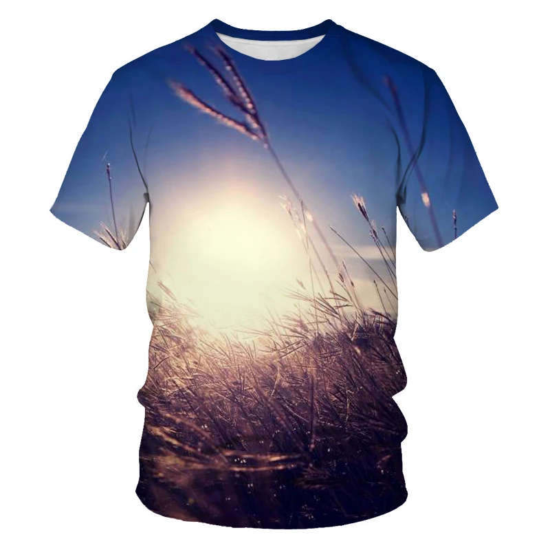 Summer New Nature\'s Starry Sky graphic t shirts Men Fashion Novel Aurora Pattern Tees 3D Printed Casual O-neck Short Sleeve Tops