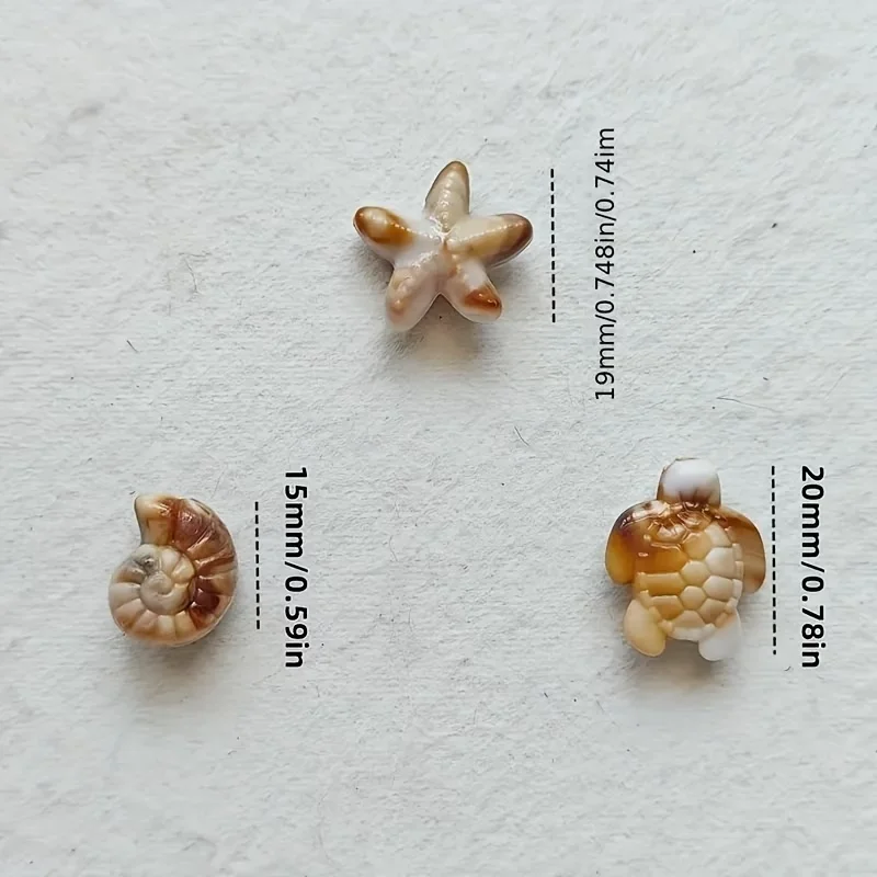 A Set of 100 Bohemian Holiday-Themed Beads, Including the Designs of Turtles, Starfish and Conch. Beads Do Not Fade Easily.