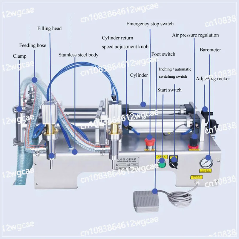 

Pneumatic Piston Liquid Filler Shampoo Gel Honey Vinegar Oil Detergent Liquid Soap Filling Machine