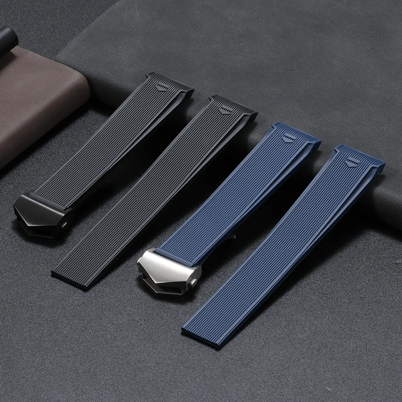 BRETA22 * 18MM correa de silicona con boca de arco para HEUER AQUARACER WAY101A/WAY108A negro azul accesorios de correa de reloj de goma para buceo para hombres