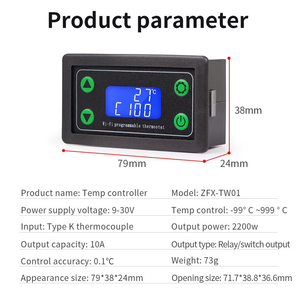 Imagem -06 - Tuya-controlador de Alta Temperatura Termostato Digital Programável Termopar tipo k Wi-fi Remoto-99999 Graus Zfx-tw01