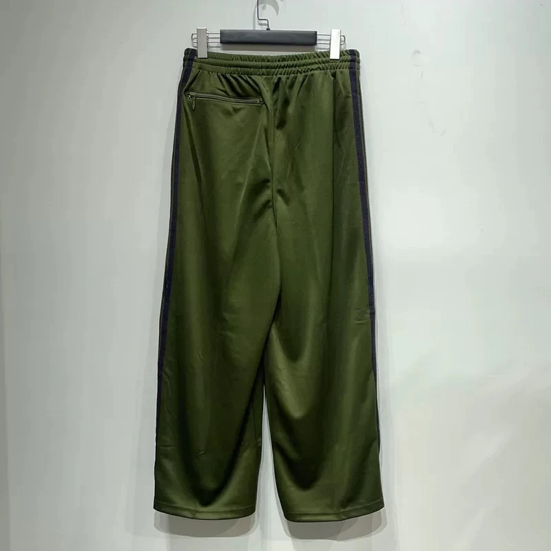 25ss Butterfly Embroidery AWGE Striped Pants 1:1 Oversize Casual Olive Green Wide Leg Pants With Tags