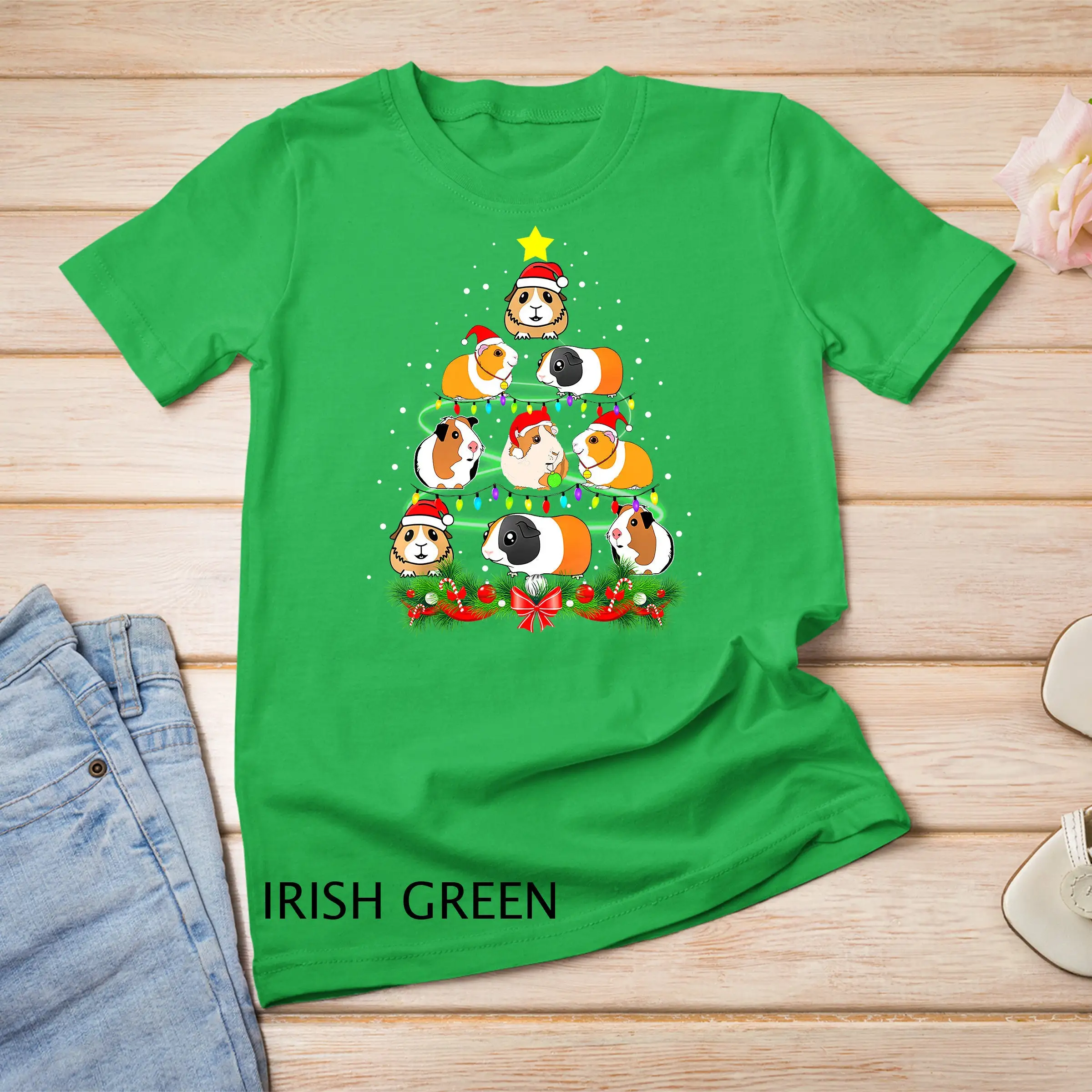 Merry Pigmas 2024 Funny Christmas Tree Xmas Light Guinea Pig T Shirt Sweat