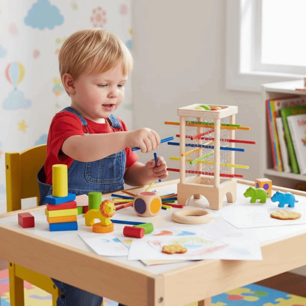 4-Sided Wooden Stick Board Game Colorful Sticks Fine Motor Skills Stick Picking Game Classic Educational