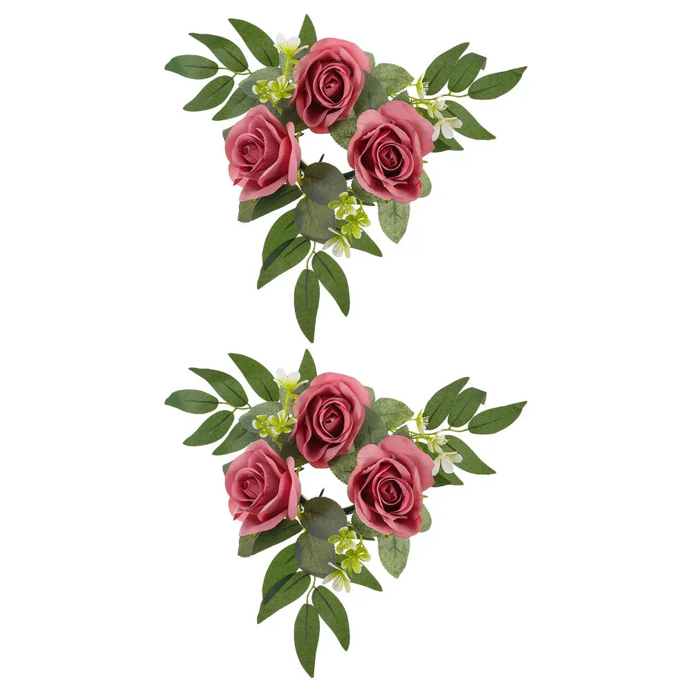 2Pcs Floral Rings Exquisite Artificial Flower Ring for Home Bedroom Living Room Decoration Wreath