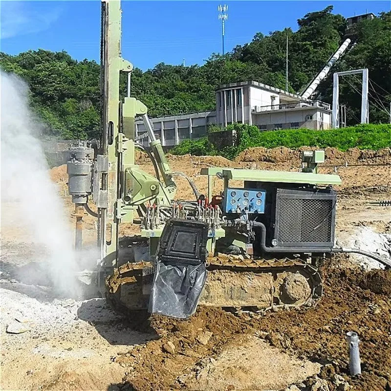 Hydraulic Photovoltaic Pile Driver Spiral Auger Equipped For Boring Holes And Driving Posts Simultaneously On Site